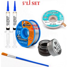 Smnr Elektronik Lehimleme Seti 0,8mm 40G Lehim Teli 2’li Flux Havya Ucu Temizleyici CP-3515 Lehim Sökme Fitili Fırça SETI01