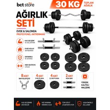 Bct Store 30 kg Halter-Dambıl Seti Z Barlı Düz Barlı Ağırlık Seti Vücut Geliştirme Fitness Seti 30 kg