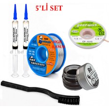 Smnr Elektronik Lehimleme Seti 0,8mm 40G Lehim Teli 2’li Flux Havya Ucu Temizleyici CP-1515 Lehim Sökme Fitili Fırça SETI30