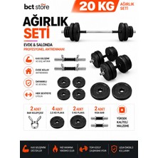 Bct Store 20 kg Halter-Dambıl Seti Düz Barlı Ağırlık Seti Vücut Geliştirme Fitness Seti