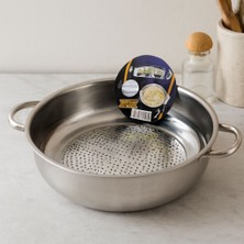 Royaleks 30 cm Kulplu Basık Metal Süzgeç