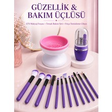 Marsilyan Kadın Güzellik Seti 12 Parça Makyaj Fırçası Fırça Yıkama Temizleme Cihazı Manikür Pedikür Tırnak Bakım Seti