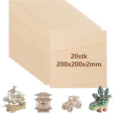 Younthye 20 Adet Kontrplak 2 mm Ahşap Plaka 200 x 200 x 2 mm Ihlamur Ağacı El Işi Için Balsa A