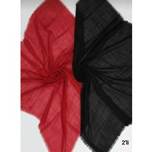 Özense 2'li Flamlı Pamuklu Ince Terletmeyen 4 Mevsim Kullanılabilir 100X100 cm Siyah ve Kırmızı Renkli Yazma Eşarp
