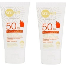 Solait, Yaşlanma Karşıtı, Hassas, Yüz Güneş Koruyucu SPF50 - 50 ml x 2 Adet
