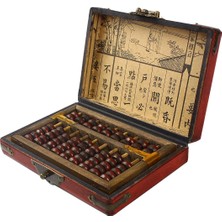 Larcele 9 Sütun Klasik Ahşap Abaküs, Vintage Deri Kutulu, Soroban, Çalışma Dekorasyonu Veya He