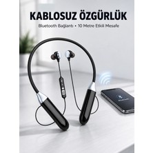 Marsilyan Mikrofonlu Boyun Bantlı Bluetooth Kulaklık Kablosuz Bağlantılı Ses ve Müzik Kontrollü Kulak Içi Kulaklık