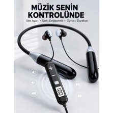 Marsilyan Kablosuz Bluetooth Boyun Kulaklığı Mikrofonlu Müzik Dinleme Çağrı Cevaplama Ses Kontrollü Kulak Içi Kulaklık