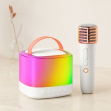 Royaleks Kablosuz Mikrofonlu Karaoke Hoparlör (Bluetooth, Beyaz, USB Şarjlı)