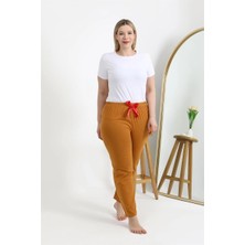 Melonika Kadın Pamuklu Büyük Beden Alt Pijama Hardal Çmş