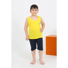 Melonika Erkek Çocuk Sıfır Kol Şortlu Sarı Penye Pijama Takımı Çmş