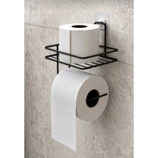 Esmana Living Yapışkanlı Tuvalet Kağıtlığı Tutacağı Mat Siyah Metal Tuvalet Kağıtlık