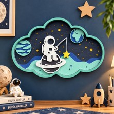 Rokh 🌌 Astronotlu Uzay Temalı Duvar Dekoru 🚀 Çocuk Odası Dekorasyonu 🪐 Katmanlı Ahşap Tasarım 🎁 Hediyelik