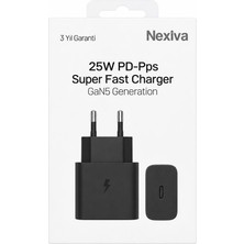 Nexiva Samsung  Type C Hızlı Şarj Adaptörü (25W) - Siyah