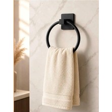 Esmana Living Siyah Yapışkanlı Yuvarlak Havluluk Oval Banyo Havluluğu