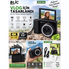 Azurtech Blıc BLM-106 2mp Dijital Vlog Kamera – 3 Inç 180° Katlanır Hd Ekran, 2500MAH, 12 Dil Destekli