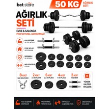 Bct Store 50 kg Halter-Dambıl Seti Z Barlı Düz Barlı Ağırlık Seti Vücut Geliştirme Fitness Seti
