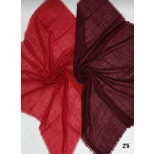 Özense 2'li Flamlı Pamuklu Ince Terletmeyen 4 Mevsim Kullanılabilir 100X100 cm Kırmızı ve Bordo Renkli Yazma Eşarp