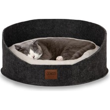 Ayrex Robin Keçe Kedi ve Köpek Yatağı 50X50 Cm, Yüksek Kenarlı Derin Yuva, Çıkarılabilir Ç