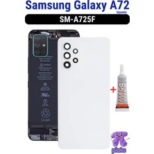 Fodos Samsung Galaxy A72 Arka Kapak Pil Batarya Kapağı Kamera Lensli SM-A725F Uyumlu + B7000