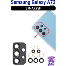 Fodos Samsung Galaxy A72 Arka Kamera Camı Lensi Çerçeveli Komple SM-A725F Uyumlu