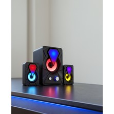 Azrlya 2+1 Rgb LED Işıklı Güçlü Bas Sistemli Bilgisayar Hoparlörü