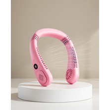 Azrlya Pembe Şarjlı Boyun Fanı 5 Kademeli Hız Ayarlı Taşınabilir Boyun Tipi Fan