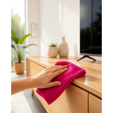 Azrlya Çok Amaçlı Pembe Mikrofiber Bez Çizmeden Etkili Yüzey Temizliği