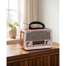 Azrlya Nostalji Bluetooth Radyo Fm Am Sw Ahşap Eskitme Tasarım Yeni Nesil