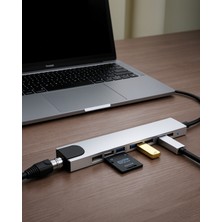 Azrlya Type C Hub Çoklayıcı 8 Port USB HDMI RJ45 Kart Okuyucu