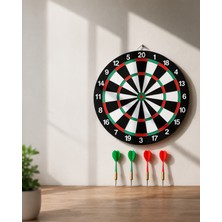 Azrlya 12 Inç Ahşap Dart Tahtası 4 Adet Metal Uçlu Dart Oku Dahil