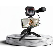 Azrlya Telefon Video Çekim Kiti LED Aydınlatma Mikrofon Tripodlu Tam Set