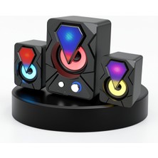 Azrlya USB Bağlantılı Rgb 2.1 Hoparlör Seti Derin Bas ve Renkli Işık