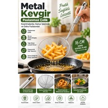 Yenilig Paslanmaz Çelik Metal Kevgir 16 cm – Geniş Süzgeçli Ergonomik Saplı Kızartma ve Haşlama Kevgiri