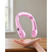 Azrlya Pembe Boyun Tipi Fan USB Şarjlı Hafif Tasarım Güçlü Hava Üflemeli Serinletici