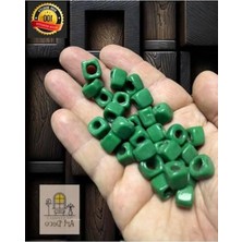 Esranın Dünyası El Yapımı Yeşil Kare Cam Boncuk, 1cm x 1cm, Takı Tasarımı