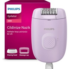 Esranın Dünyası Philips Epilasyon Cihazı, Taşınabilir Kompakt Tasarım, Hassas Bölge ve Masaj Başlığı, Yıkanabilir, 4 Haftaya Kadar Pürüzsüzlük, Lila Renk, BRE237/05
