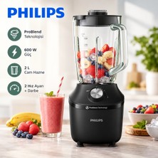 Philips 3000 Serisi Blender 600 W, Problend Crush Teknolojisi, 2 L Cam Hazne, 2 Hız Ayarı ve Darbe Fonksiyonu, Buz Kırma Özellikli Siyah Blender Modeli