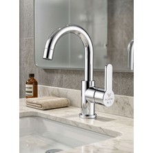 Elvora Silver Lüx Premıum Kalitede Banyo Lavabo Bataryası