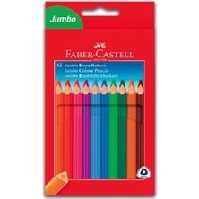 Esranın Dünyası Faber Castell Faber-Castell Karton Kutu Jumbo Üçgen Kuru Boya Kalemi 12 Renk Tam Boy