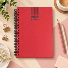 Ofisinn 2027 17X24 cm Sert Kapak Spiralli Günlük Ajanda Planlayıcı Kırmızı