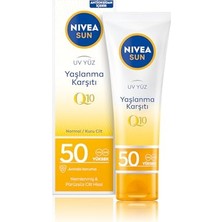 Esranın Dünyası Nıvea Sun Yaşlanma ve Leke Karşıtı Q10 Yüz Güneş Kremi SPF50 50 Ml, Nemlendirme, Normal ve Kuru Ciltler