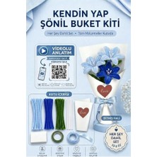 Esranın Dünyası Mavi Lilyum Buketi Kendin Yap (Dıy) Kiti - 65 Adet Şönil Içerir Hobi ve Hediye Seti