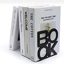 Esranın Dünyası Siyah Book Yazı Desenli Model Kitap Desteği – Dekoratif Estetik Kitap Tutucu 4’lü Set MK9S