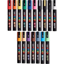 Esranın Dünyası Uni  Pc-5 M - 17 Set - Su Bazlı Pigment Mürekkep Işaretleyici, Uç 2,5 mm