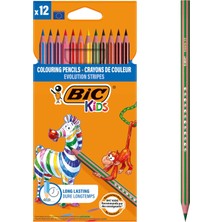 Esranın Dünyası Bıc Kids Evolution Stripes Kuru Boya Kalemi, 12'li Kutu