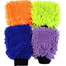 Esranın Dünyası 4 Set Su Geçirmez Mikrofiber Yıkama Eldiveni, Araç Yıkama Eldiveni, Temizleme Bezi, Temizlik Bezi, Araç Bakımı, Parlatma Eldiveni, Bakım Eldiveni, Araba Yıkama, Motosiklet, 21 x 16 Cm, 4 Renk
