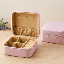 Just Cheap Store Mini Fermuarlı Takı Kutusu 10X10X5 cm - Suni Deri, 4 Bölmeli