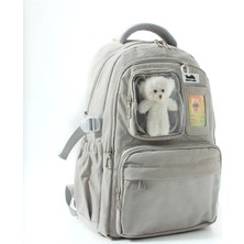Sargınlar Ayıcık Aksesuarlı Şeffaf Cepli Çok Bölmeli Suya Dayanıklı Unisex Okul ve Laptop Sırt Çantası