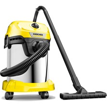 Esranın Dünyası Karcher Islak/kuru Elektrikli Süpürge Wd 3 S V-17/4/20, Kartuş Filtresi, Keçe Filtre Torbası Dahil, 1.000 W, Paslanmaz Çelik Hazne: 17 L, Emme Hortumu: 2 M ve Hortum Muhafazası, Üfleme Fonksiyonu